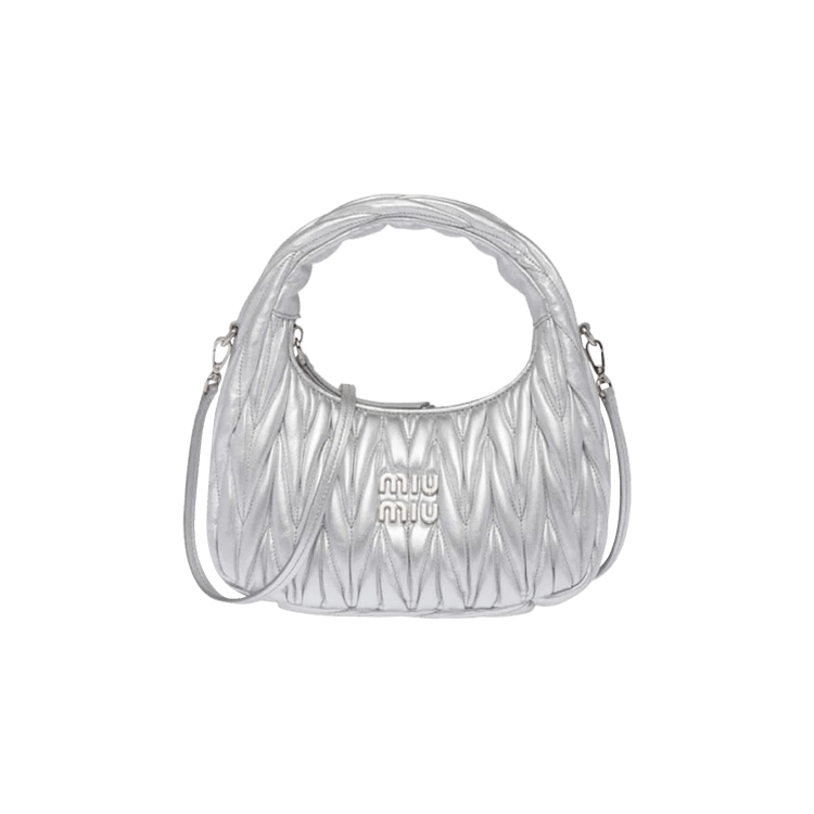 Buy Miu Miu Matelassé Nappa Leather Hobo Mini Bag 'Argento