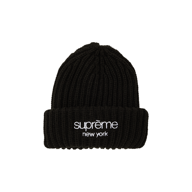 Buy Supreme Classic Logo Chunky Ribbed Beanie 'Black' - FW23BN90