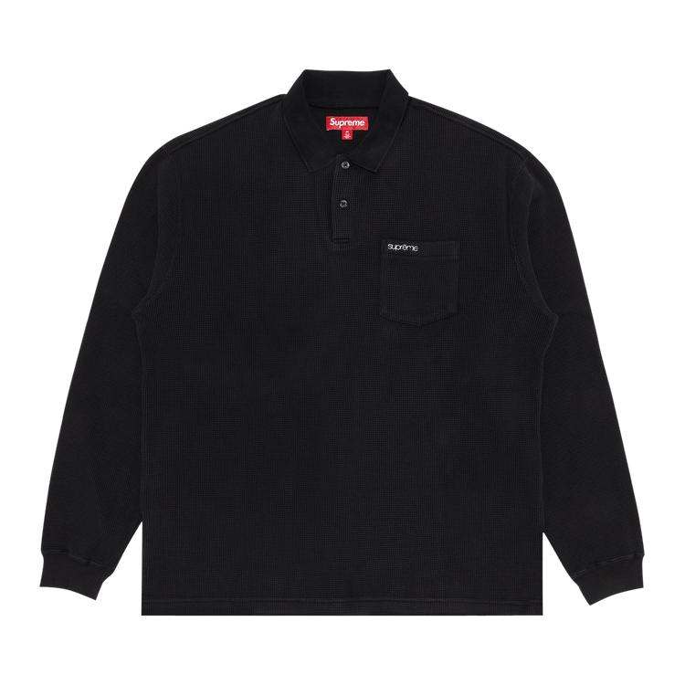 Buy Supreme Thermal Long-Sleeve Polo 'Black' - FW23KN23 BLACK | GOAT