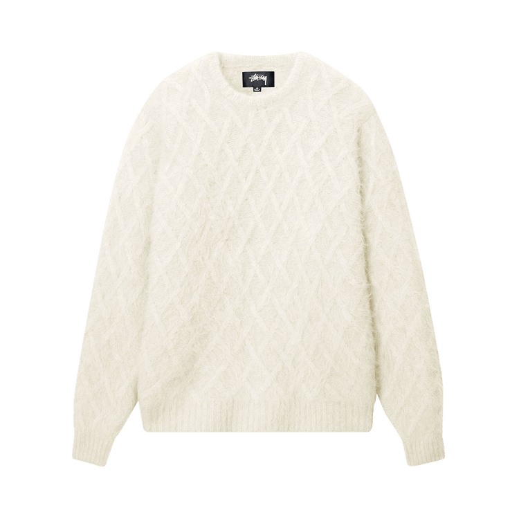 Buy Stussy Fuzzy Lattice Crew Sweater 'Ivory' - 117198 IVOR
