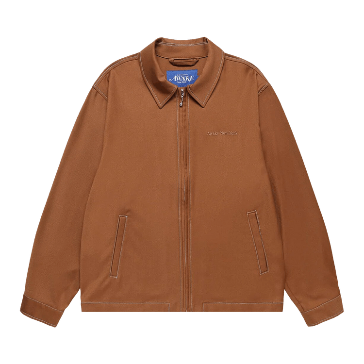 Buy Awake NY Lightweight Wool Harrington Jacket 'Brown' - AWK SP23