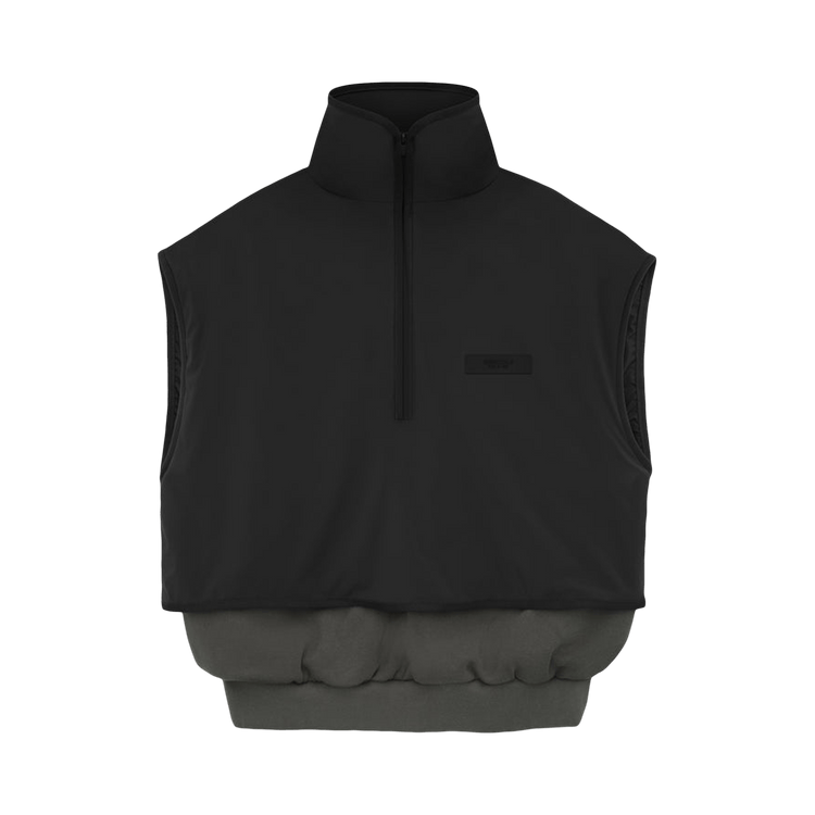 【ESSENTIALS】Nylon Fleece Mockneck Vest/ Dark Heather / Ink Fear of God Essentials Dark Heather Oatmeal Ink Nylon Fleece