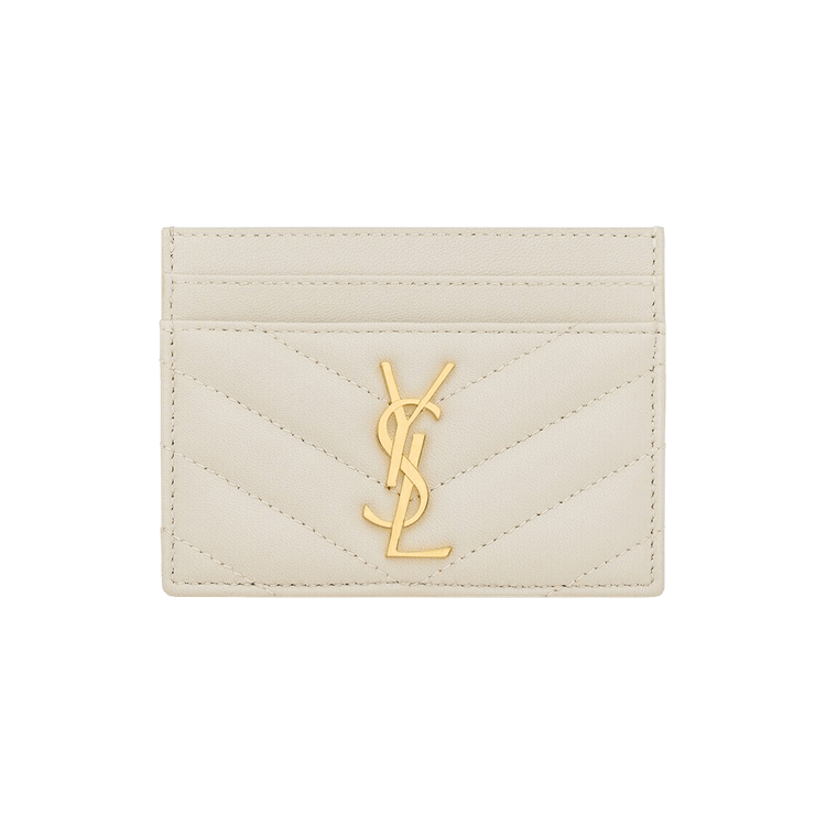 Saint Laurent Logo Plaque Cardholder 'Vintage White'