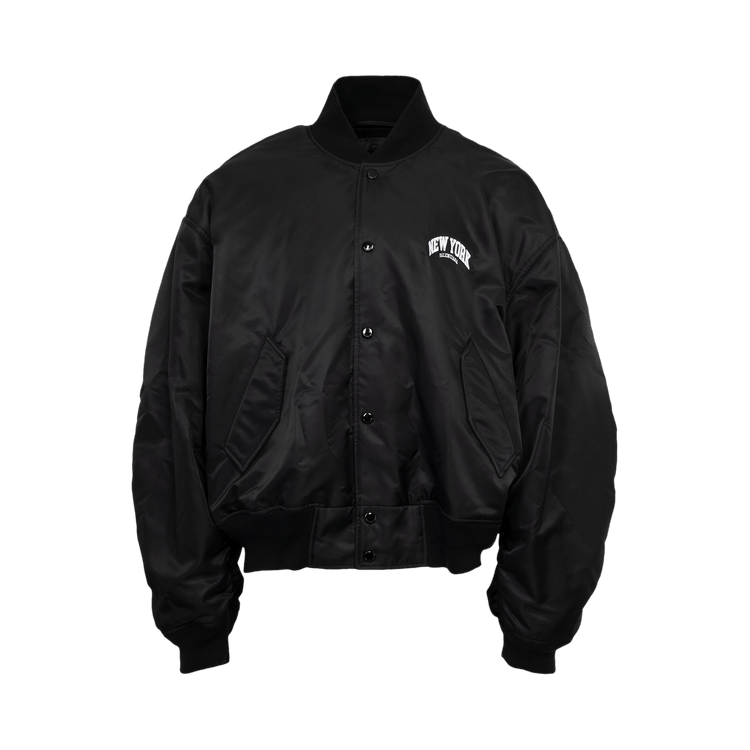 Buy Balenciaga NY Varsity Jacket 'Black' - 774063 TN027 1000