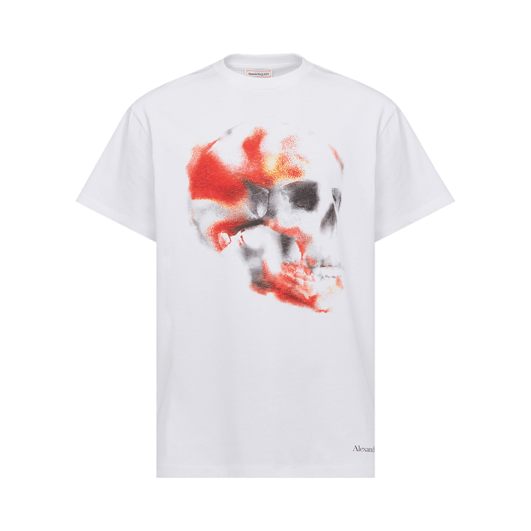 ★Urbandtype.★ McQueen graphic t-shirt dirty white UBEUTS01 ALEXANDER MCQUEEN Skeleton-Print Boxy-Fit Cotton-Jersey T