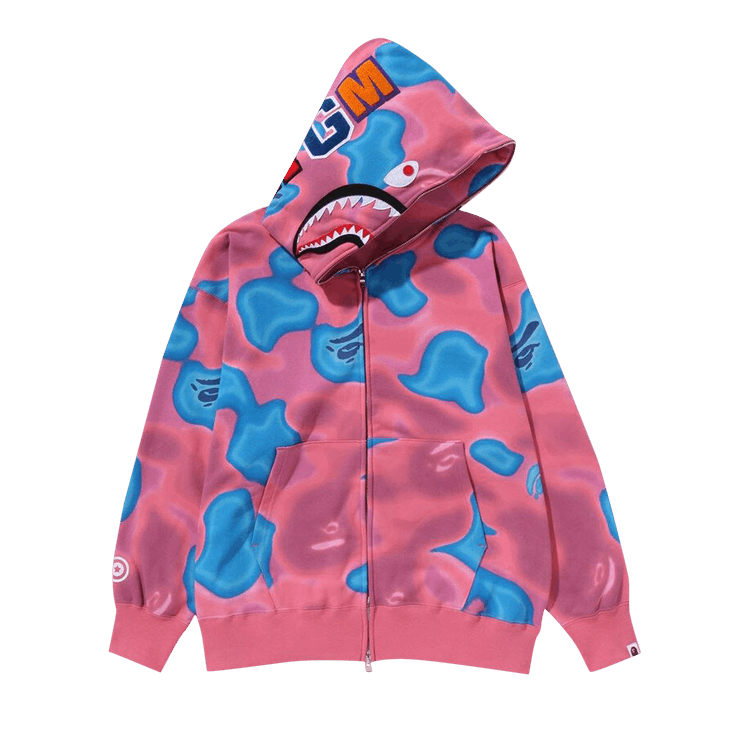 Bape Liquid Camo Shark Relaxed Fit Full Zip Hoodie Pink Culture Circle