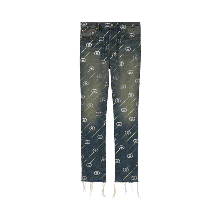 Buy Gucci Crystal Interlocking G Denim Pant 'Blue/Mix