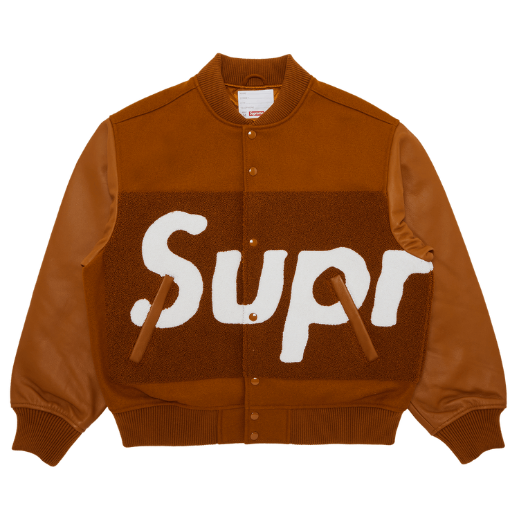 Buy Supreme Big Logo Chenille Varsity Jacket 'Mustard