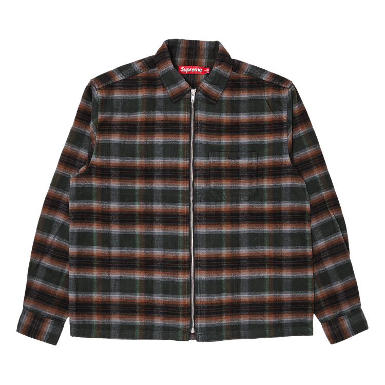Buy Supreme Shadow Plaid Flannel Zip Up Shirt 'Green' - SS24S9
