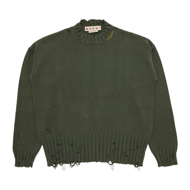 Buy Marni Distressed Finish Knit Jumper 'Leaf Green