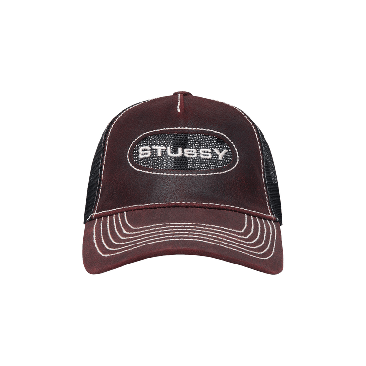STUSSY】Low Pro Trucker Cut-Out Leather Snapback☆/ 追跡付