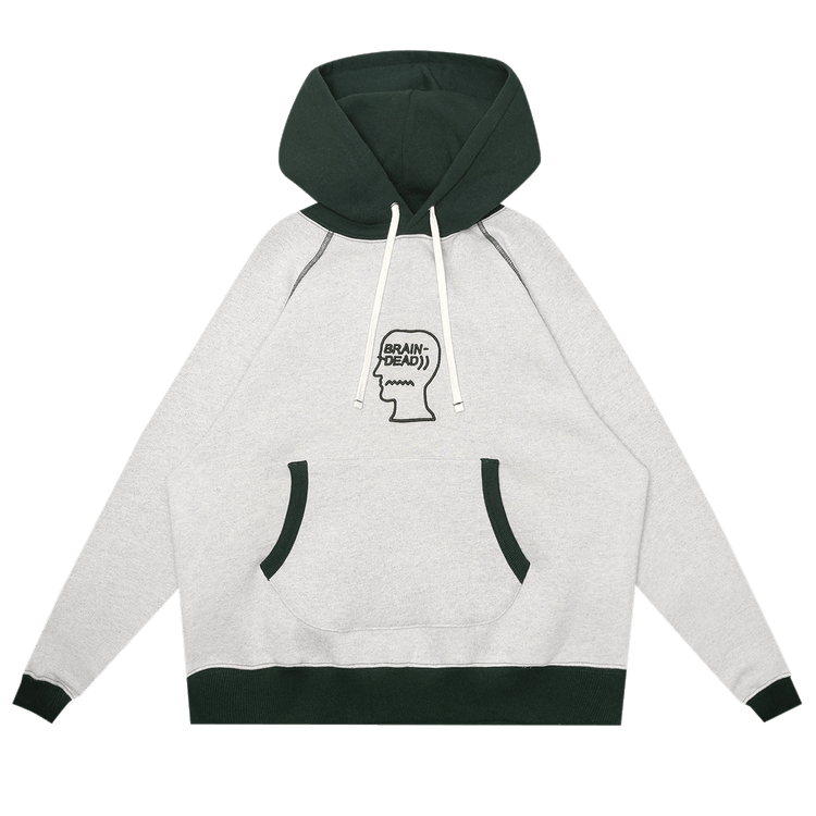 Buy Brain Dead Fleece Logo Head Raglan Hoodie 'Oatmeal Green