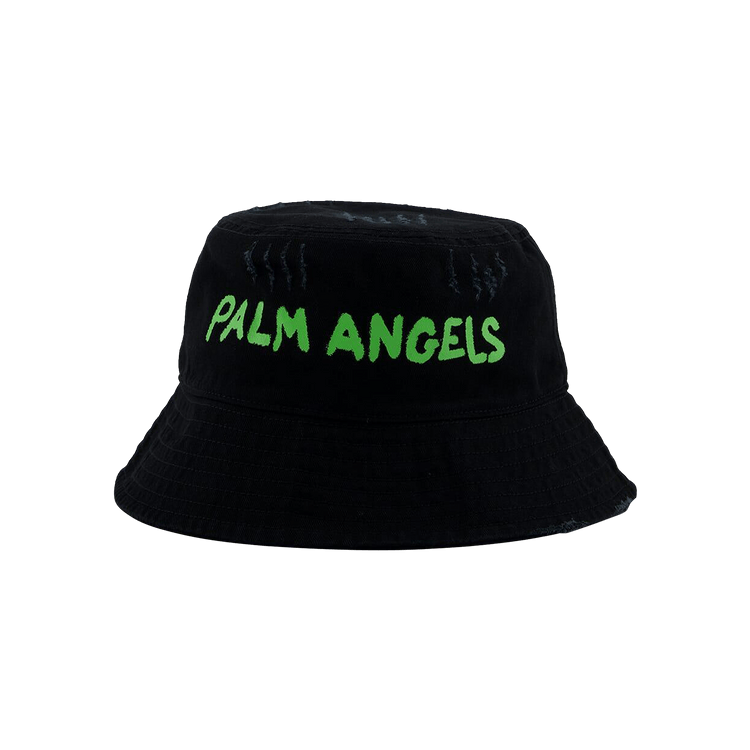 Palm Angels 立体パーム刺繍入りバケットハット ブラック/グリーン Buy Palm Angels Seasonal Logo Bucket Hat 'Black/Green Fluo