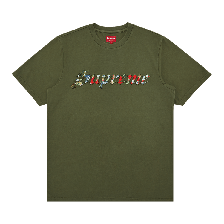 Buy Supreme Floral Appliqué Short-Sleeve Top 'Olive' - SS21KN32