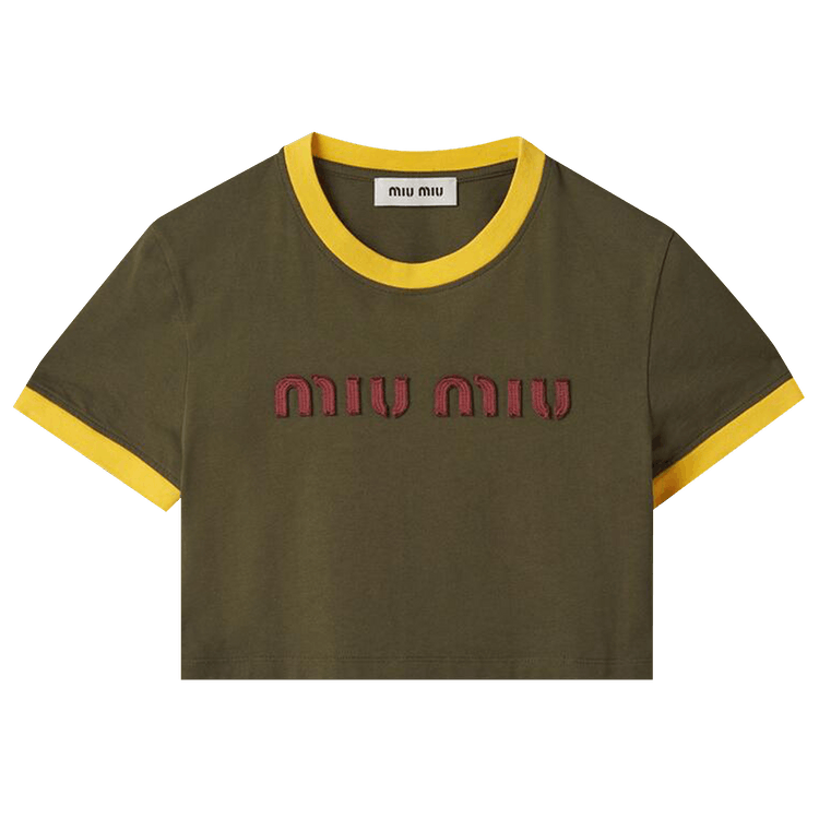 Buy Miu Miu Cropped T-Shirt 'Green' - MJN519 S OOO F0O4J | GOAT