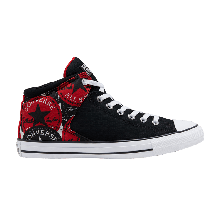 Chuck Taylor All Star Street Mid 'Black Red Patch Pattern'