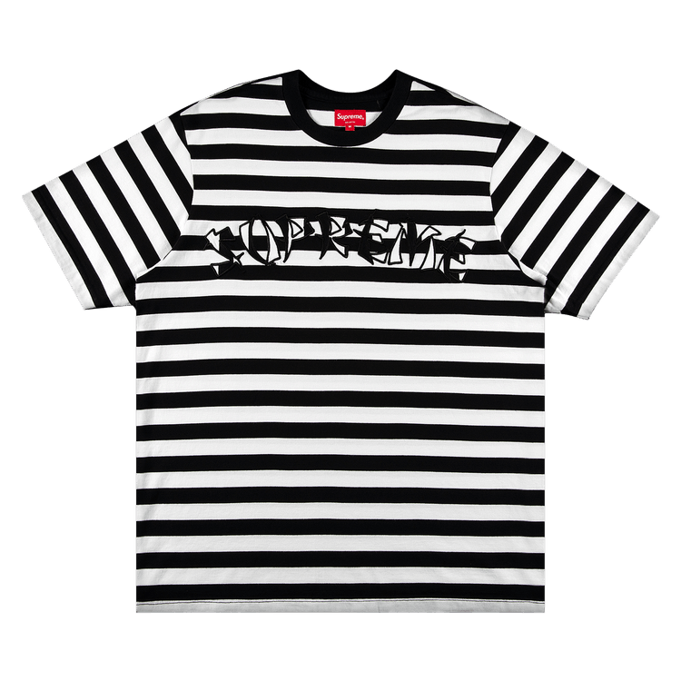Buy Supreme Stripe Appliqué Short-Sleeve Top 'Black' - FW20KN66