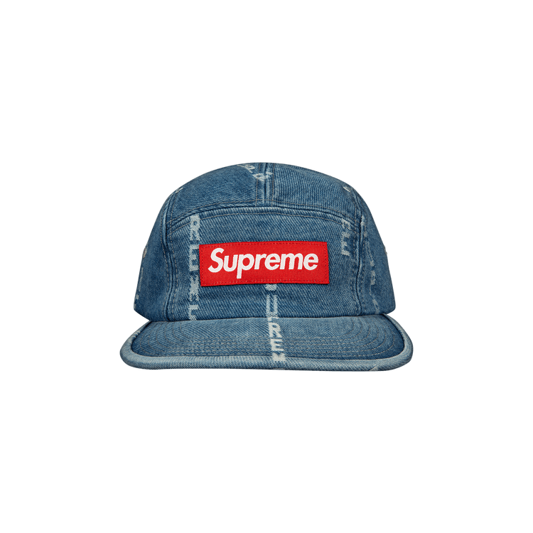 Buy Supreme Logo Stripe Jacquard Denim Camp Cap 'Blue