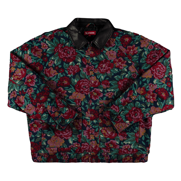 Buy Supreme Leather Collar Work Jacket 'Digi Floral' - FW20J74 