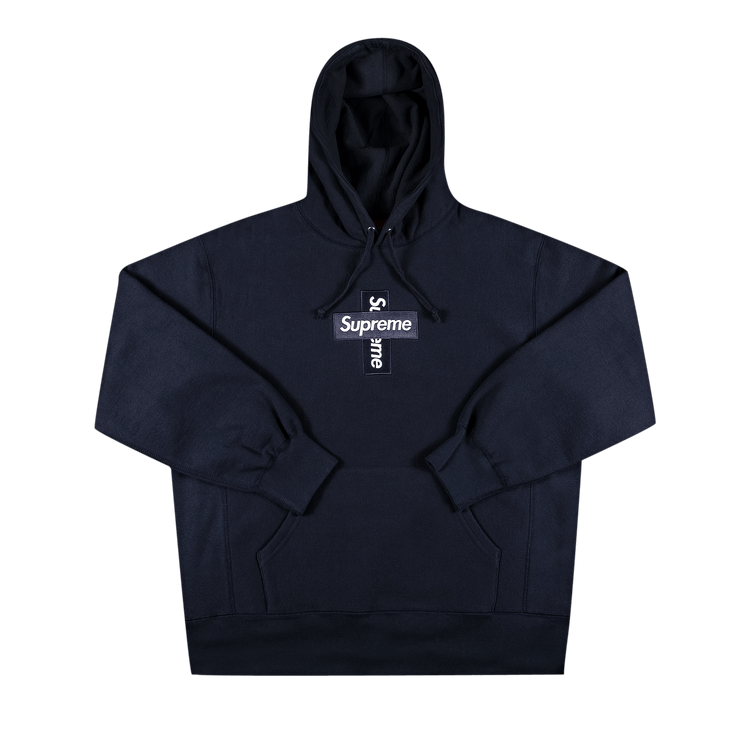 Buy Supreme Cross Box Logo Hooded Sweatshirt 'Navy