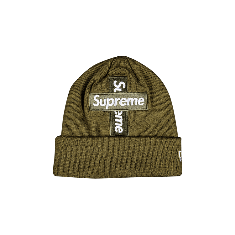 Supreme x New Era Cross Box Logo Beanie 'Light Olive'