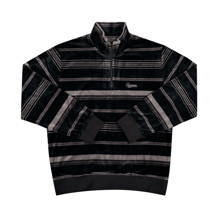 Buy Supreme Stripe Velour Half Zip Pullover 'Black' - FW20KN67