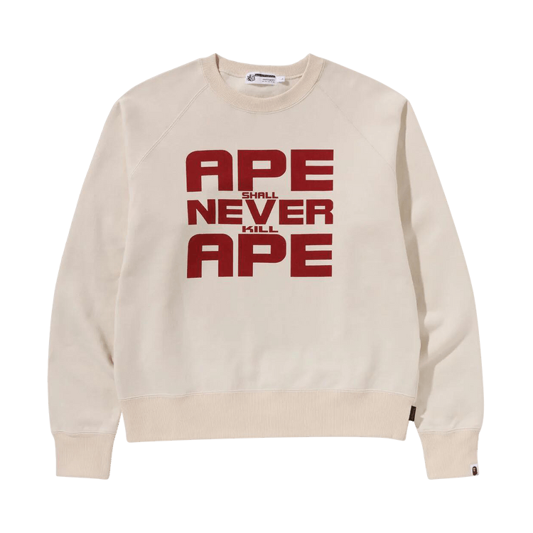 Buy BAPE Ape Shall Never Kill Ape Crewneck 'Ivory' - 1K20 113 005