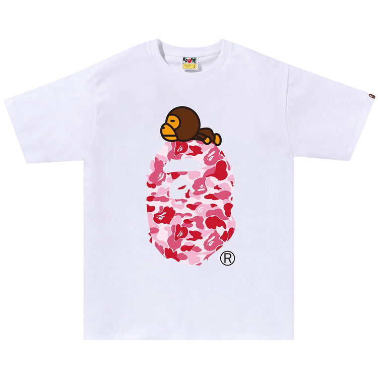 A Bathing Ape Men ABC Camo Milo On Bape Tee white pink