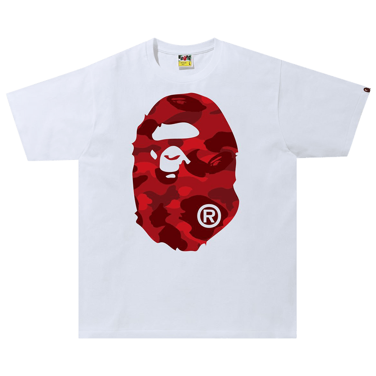 Цветная камуфляжная футболка BAPE Big Ape Head 'Белый/красный'