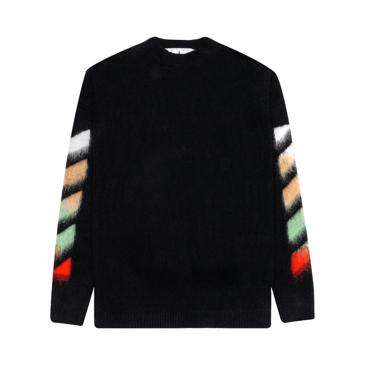 Off White Brushed Wool Sweater Black Multicolor Culture Circle