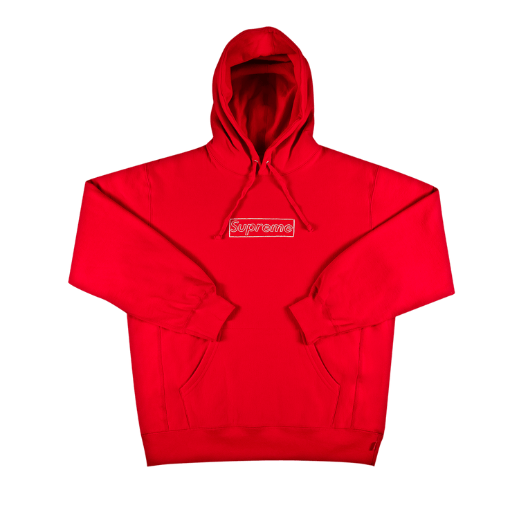 Buy Supreme x KAWS Chalk Logo Hooded Sweatshirt 'Red