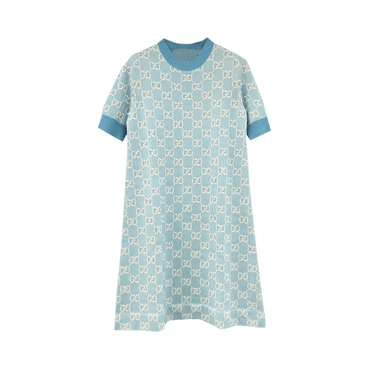 GUCCI★素敵！CADY SKY BLUE w CRYSTAL G LOGO DRESS 808351_XWA37_4903_001_100_0000