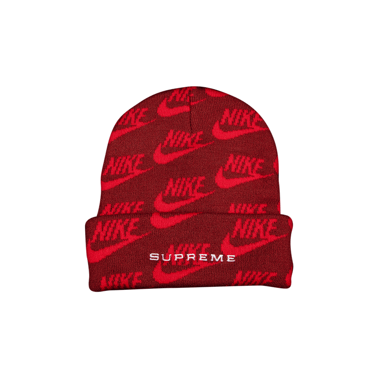 Buy Supreme x Nike Jacquard Logos Beanie 'Red' - SS21BN2 RED | GOAT