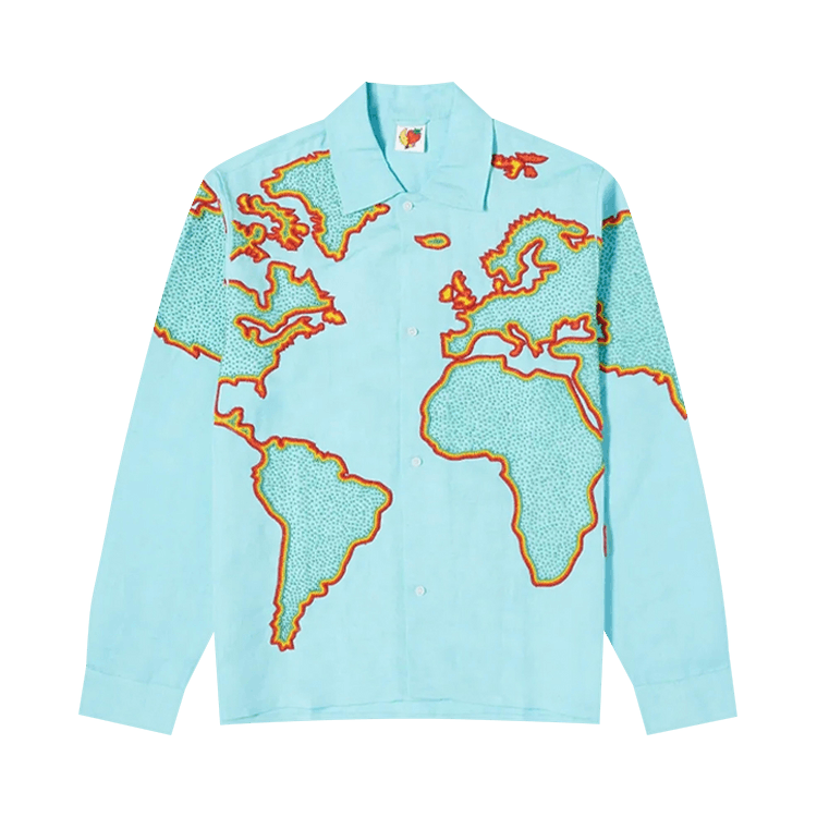 トップス SKY HIGH FARMS : WORLD MAP SHIRT Buy Sky High Farm Workwear World Map Embroidered Shirt 'Blue