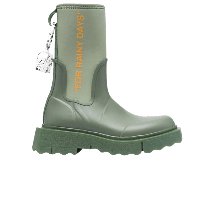 Buy Off-White Wmns Zip-Tie Rain Boot 'For Rainy Days - Green
