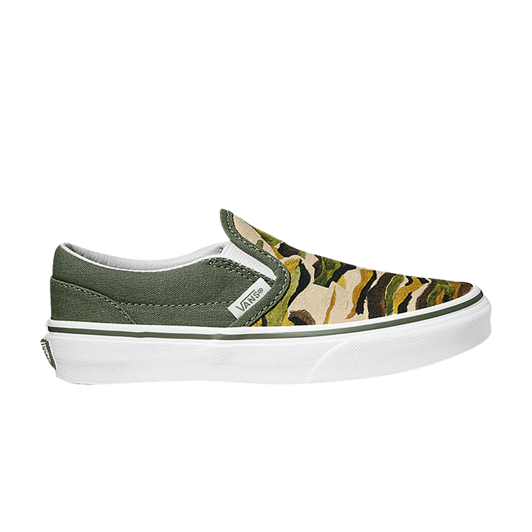 Classic Slip-On Kids 'Painted Camo Green'