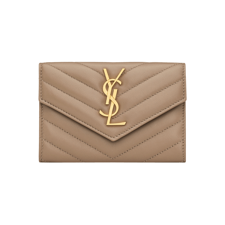 Buy Saint Laurent Monogram Quilted Wallet 'Dusty Grey