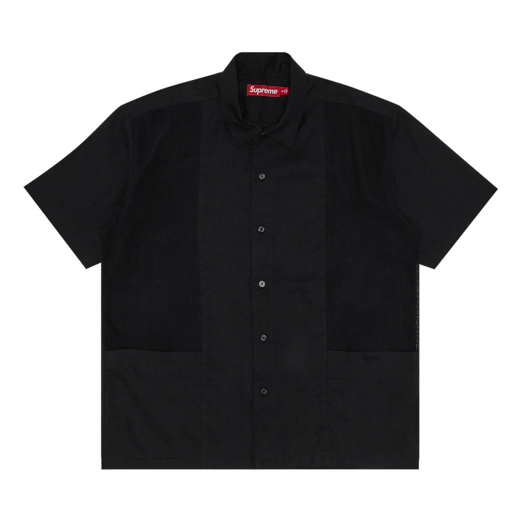 Buy Supreme Mesh Panel Linen Short-Sleeve Shirt 'Black' - SS24S13
