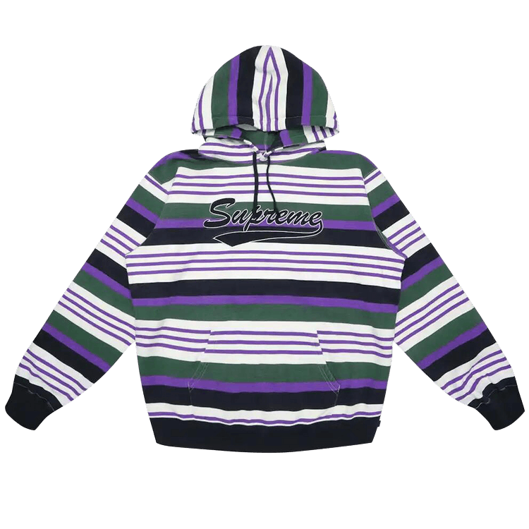 Buy Supreme Striped Hooded Sweatshirt 'Black' - SS18SW32 BLACK | GOAT