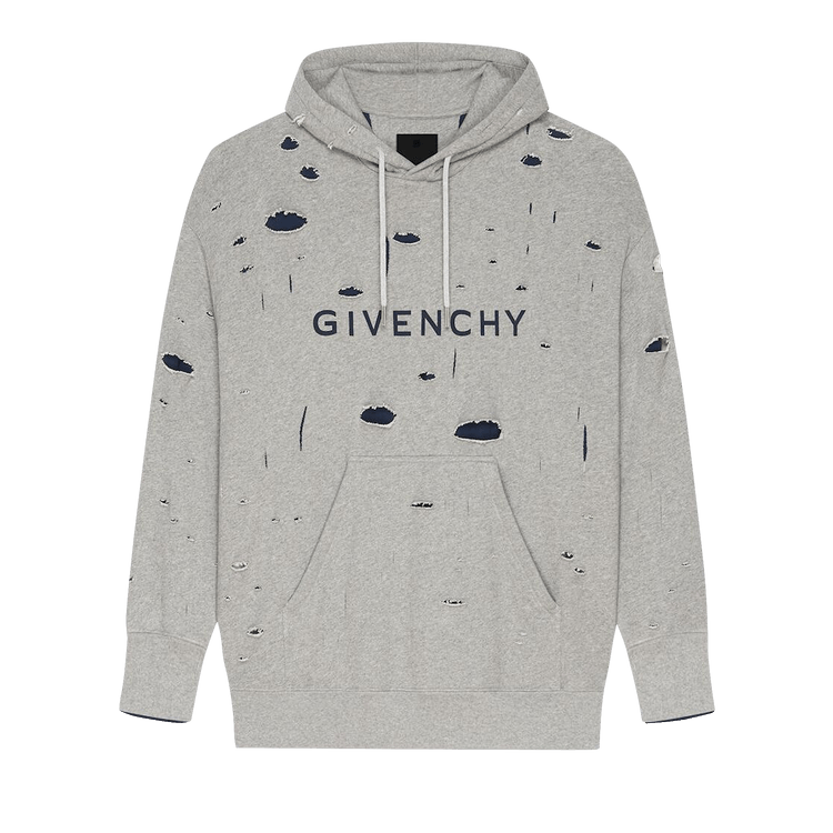 Buy Givenchy Destroyed Fleece Oversized Hoodie 'Grey/Blue