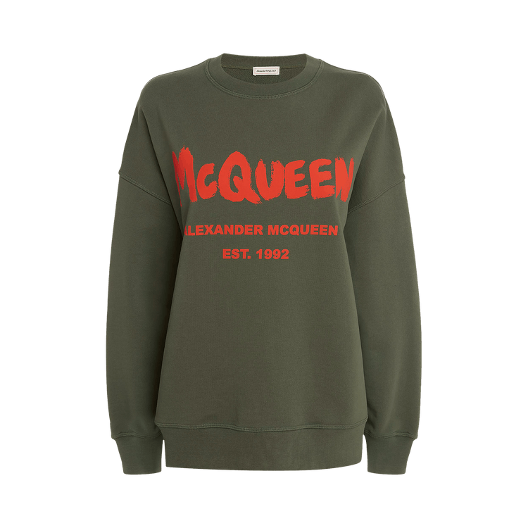 Buy Alexander McQueen Graffiti Sweatshirt 'Khaki/Orange