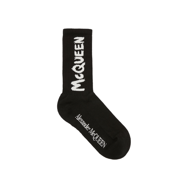 Buy Alexander McQueen Graffiti Socks 'Black/Ivory