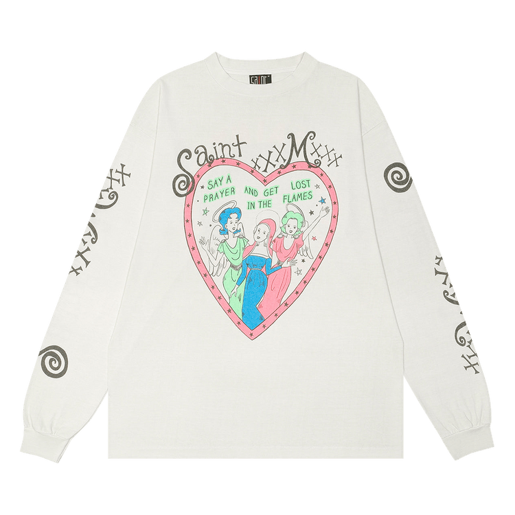 Buy Saint Michael Pink Heart Long-Sleeve Tee 'White' - SM