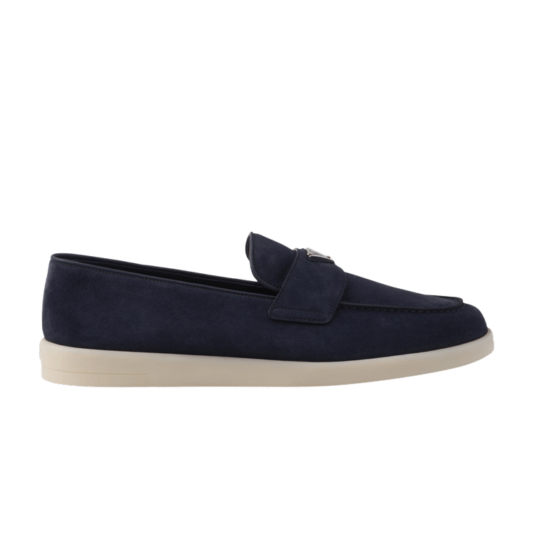 Prada Suede Logo Loafer Navy