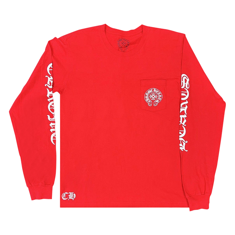 Buy Chrome Hearts Scroll Label Long-Sleeve 'Red' - 1383 100000107SLLS RED |  GOAT