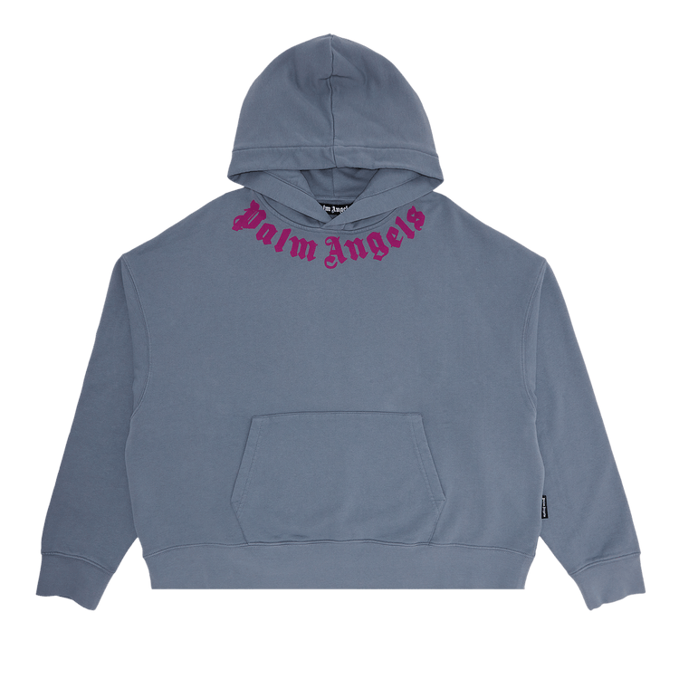 Palm Angels Neck Logo Hoodie Light Grey Fuschia Culture Circle