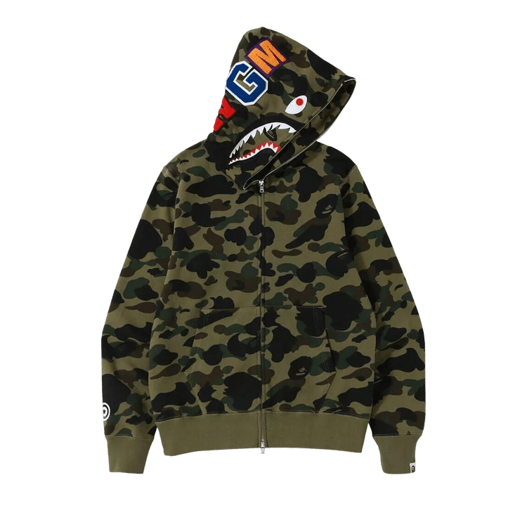 Толстовка с капюшоном BAPE 1st Camo Shark на молнии 'Зеленая'