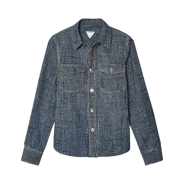 Buy Bottega Veneta Textured Denim Long-Sleeve Shirt 'Indigo