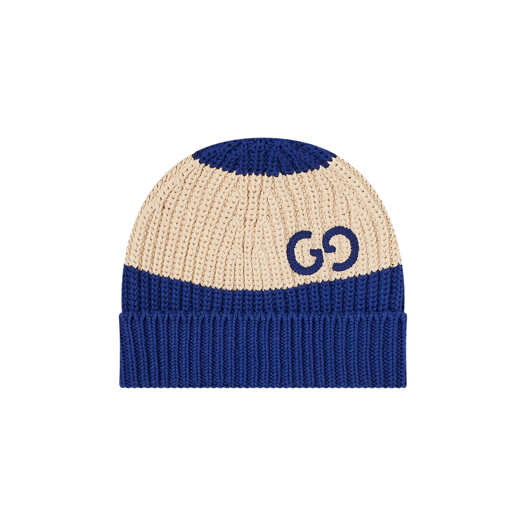 Buy Gucci Knit Cotton Hat With Gg 'Ivory/Blue' - 655823