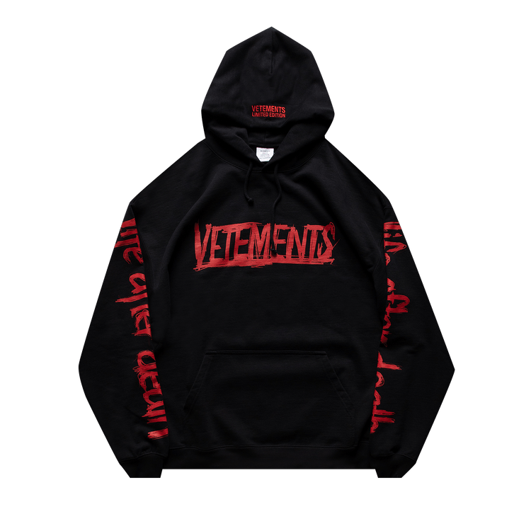 Buy Vetements World Tour Logo Hoodie 'Black/Red Buy Vetements World Tour Logo Hoodie 'Black/Red
